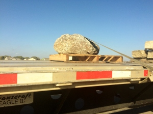 Here the biggest boulder is on the truck. It doesn't look that big up here.